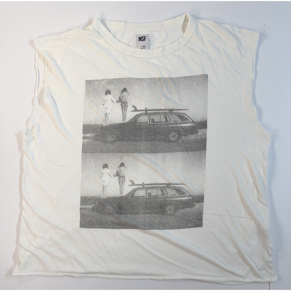 NSF Graphic T Shirt Made in USA Medium Boxy Fit Streetwear Surf Skate Tee White